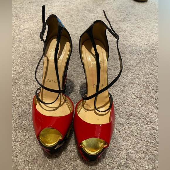 Christian Louboutin Multicolor Embellished Wedges - Picture 3 of 6